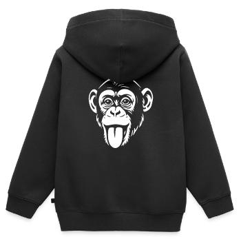 Affe - Schimpanse - Affengesicht - Kostüm - Kinder Premium Organic Zip Hoodie - Schwarz - Hinten - AI Model Kid Male (0cm)