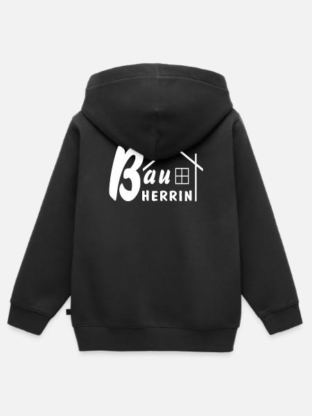 BAUHERRIN - Kinder Premium Organic Zip Hoodie - Schwarz