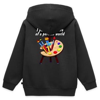 I paint a picture of a perfect world - Kinder Premium Organic Zip Hoodie - Schwarz - Hinten - AI Model Kid Male (0cm)