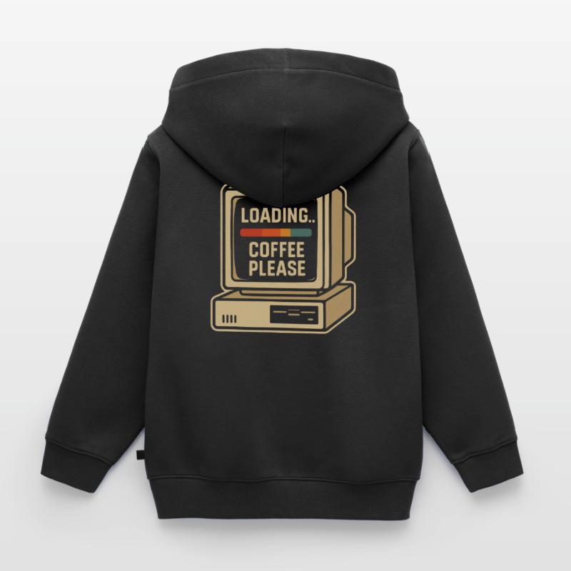 Loading Coffee Please Retro Computer Kinder Premium Organic Zip Hoodie