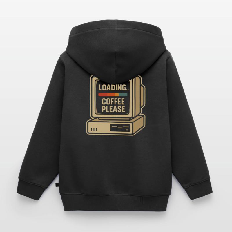 Loading Coffee Please Retro Computer Kinder Premium Organic Zip Hoodie