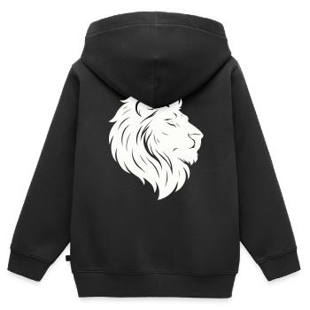 Lion Tête de Lion - Sweat Premium à capuche zippé enfant bio - noir - Dos - AI Model Kid Male (0cm)