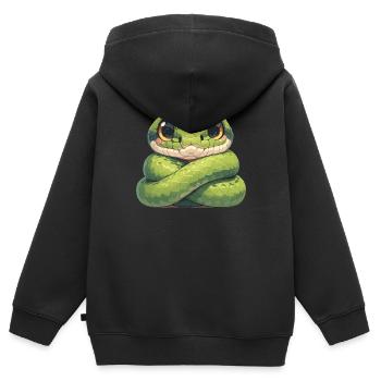 Serpents Serpent - Sweat Premium à capuche zippé enfant bio - noir - Dos - AI Model Kid Male (0cm)