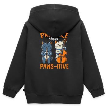 Instruments à vent Soprano Animaux Clarinette basse - Sweat Premium à capuche zippé enfant bio - noir - Dos - AI Model Kid Male (0cm)
