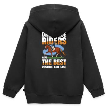 Dressurreiter Haben Die Beste Haltung Und - Kinder Premium Organic Zip Hoodie - Schwarz - Hinten - AI Model Kid Male (0cm)