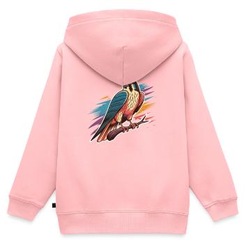 Colorful Falcon on Branch with Colorful Background - Kids Premium Organic Zip-up Hoodie - rose - Back - AI Model Kid Female (0cm)