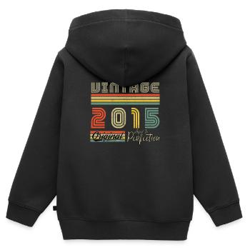 2015 Vintage Born 2015 Vintage Birthday Gift - Kids Premium Organic Zip-up Hoodie - black - Back - AI Model Kid Male (0cm)