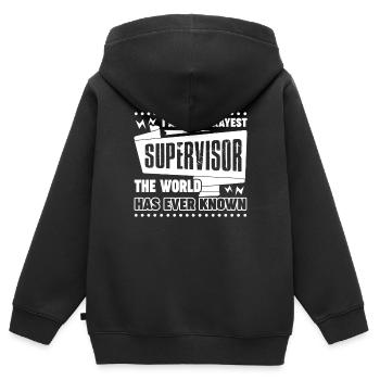 I am The Okayest Supervisor - Kids Premium Organic Zip-up Hoodie - black - Back - AI Model Kid Male (0cm)