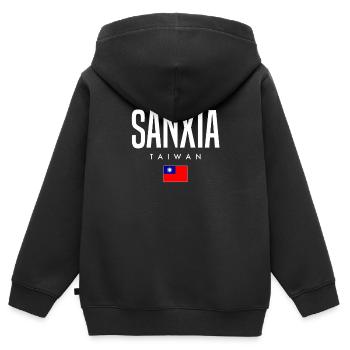 Sanxia, Taïwan - Sweat Premium à capuche zippé enfant bio - noir - Dos - AI Model Kid Male (0cm)