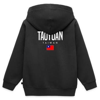 Taoyuan, Taïwan - Sweat Premium à capuche zippé enfant bio - noir - Dos - AI Model Kid Male (0cm)