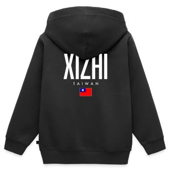 Xizhi Taïwan - Sweat Premium à capuche zippé enfant bio - noir - Dos - AI Model Kid Male (0cm)