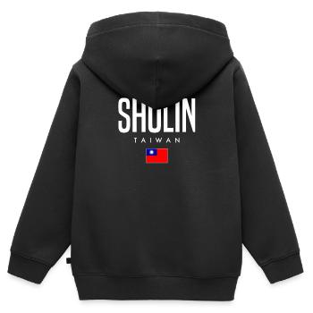 Shulin Taïwan - Sweat Premium à capuche zippé enfant bio - noir - Dos - AI Model Kid Male (0cm)