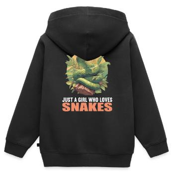 Serpents Serpent - Sweat Premium à capuche zippé enfant bio - noir - Dos - AI Model Kid Male (0cm)