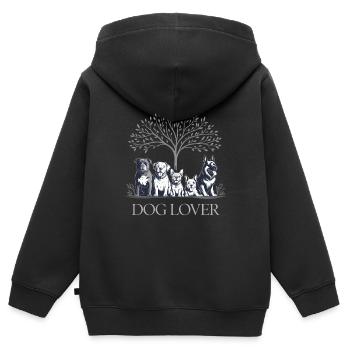 Hundefreund - Kinder Premium Organic Zip Hoodie - Schwarz - Hinten - AI Model Kid Male (0cm)