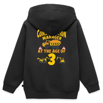 Construction Party 3rd Birthday 3 Years Old truck - Kinder Premium Organic Zip Hoodie - Schwarz - Hinten - AI Model Kid Male (0cm)
