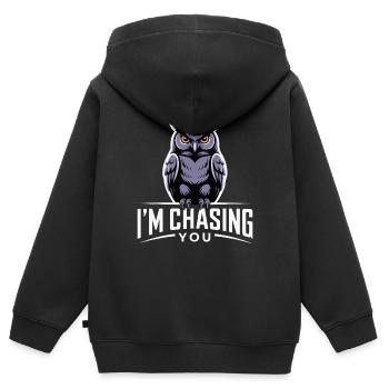 EULE JAGT DICH - Kinder Premium Organic Zip Hoodie - Schwarz - Hinten - AI Model Kid Male (0cm)