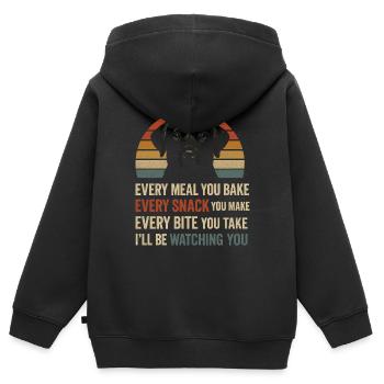 Lustiger Labrador Spruch Über Dein Essen - Kinder Premium Organic Zip Hoodie - Schwarz - Hinten - AI Model Kid Male (0cm)
