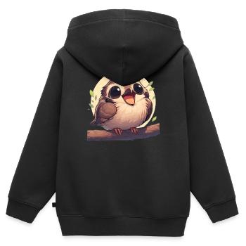 Moineaux Moineau - Sweat Premium à capuche zippé enfant bio - noir - Dos - AI Model Kid Male (0cm)