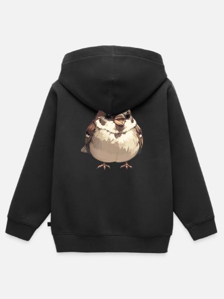 Spatzen Spatz - Kinder Premium Organic Zip Hoodie - Schwarz