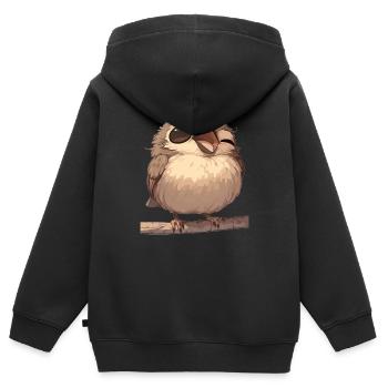 Moineaux Moineau - Sweat Premium à capuche zippé enfant bio - noir - Dos - AI Model Kid Male (0cm)