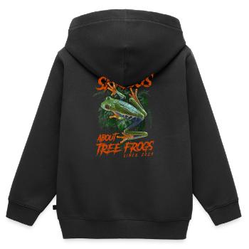 Ernsthaft mit Rotaugenlaubfröschen seit 2024 - Kinder Premium Organic Zip Hoodie - Schwarz - Hinten - AI Model Kid Male (0cm)