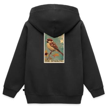 Moineaux Moineau - Sweat Premium à capuche zippé enfant bio - noir - Dos - AI Model Kid Male (0cm)