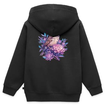 Moineaux Moineau - Sweat Premium à capuche zippé enfant bio - noir - Dos - AI Model Kid Male (0cm)