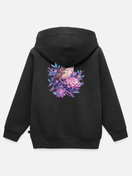 Spatzen Spatz - Kinder Premium Organic Zip Hoodie - Schwarz