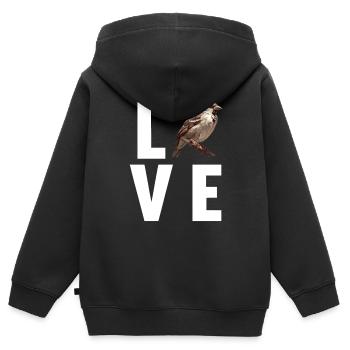Moineaux Moineau - Sweat Premium à capuche zippé enfant bio - noir - Dos - AI Model Kid Male (0cm)