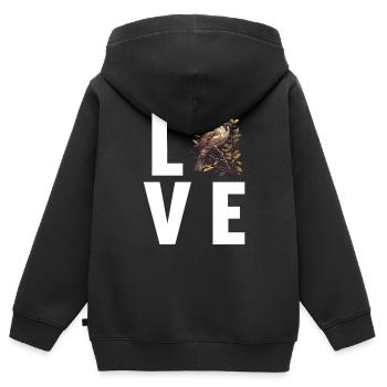 Moineaux Moineau - Sweat Premium à capuche zippé enfant bio - noir - Dos - AI Model Kid Male (0cm)