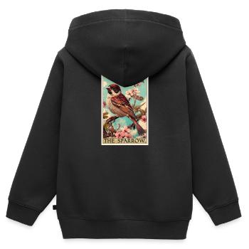 Moineaux Moineau - Sweat Premium à capuche zippé enfant bio - noir - Dos - AI Model Kid Male (0cm)