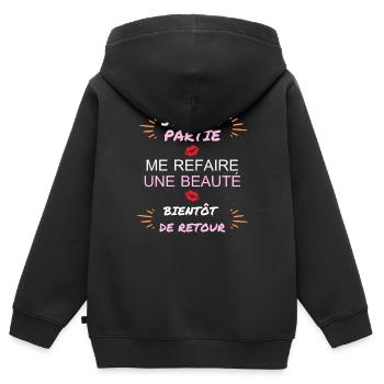 JE SUIS PARTIE ME REFAIRE UNE BEAUT - Sweat Premium à capuche zippé enfant bio - noir - Dos - AI Model Kid Male (0cm)