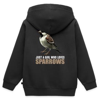 Moineaux Moineau - Sweat Premium à capuche zippé enfant bio - noir - Dos - AI Model Kid Male (0cm)
