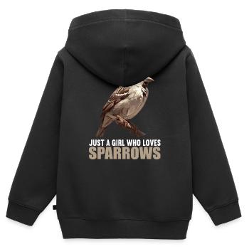 Moineaux Moineau - Sweat Premium à capuche zippé enfant bio - noir - Dos - AI Model Kid Male (0cm)