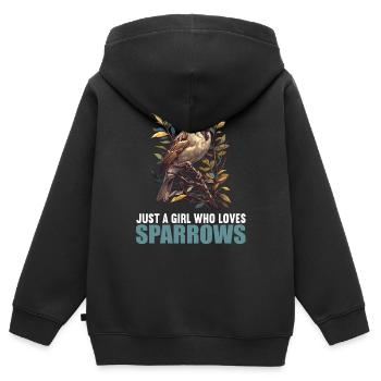 Moineaux Moineau - Sweat Premium à capuche zippé enfant bio - noir - Dos - AI Model Kid Male (0cm)