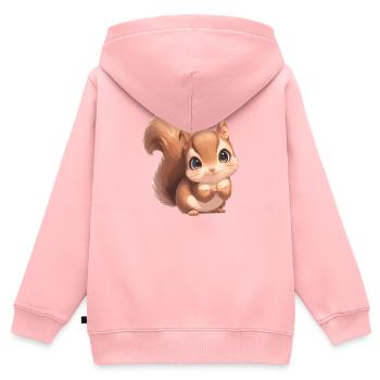 Eichhörnchen - Kinder Premium Organic Zip Hoodie - Rosa - Hinten - AI Model Kid Female (0cm)