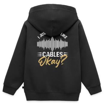 Thème « J’aime vraiment les câbles » - Sweat Premium à capuche zippé enfant bio - noir - Dos - AI Model Kid Male (0cm)
