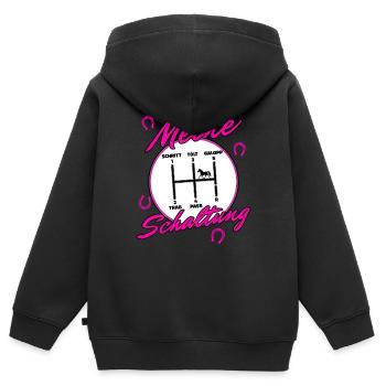 Pferde Gangarten Gangschaltung Reiten Reiterin - Kinder Premium Organic Zip Hoodie - Schwarz - Hinten - AI Model Kid Male (0cm)