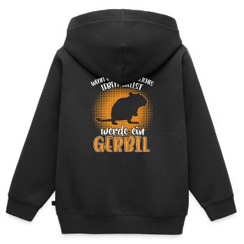 Devenez une gerbille rongeur Gerbille - Sweat Premium à capuche zippé enfant bio - noir - Dos - AI Model Kid Male (0cm)