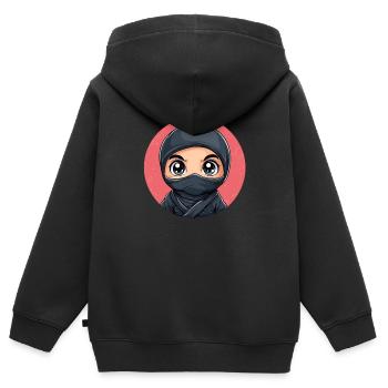 Ninja mit großen Augen - Kinder Premium Organic Zip Hoodie - Schwarz - Hinten - AI Model Kid Male (0cm)