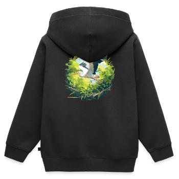 Störche Storch - Kinder Premium Organic Zip Hoodie - Schwarz - Hinten - AI Model Kid Male (0cm)