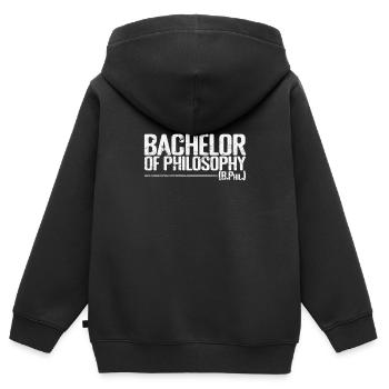 Bachelor of Philosophy (B.Phil.) - Kinder Premium Organic Zip Hoodie - Schwarz - Hinten - AI Model Kid Male (0cm)