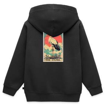 Störche Storch - Kinder Premium Organic Zip Hoodie - Schwarz - Hinten - AI Model Kid Male (0cm)