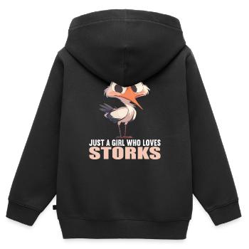 Störche Storch - Kinder Premium Organic Zip Hoodie - Schwarz - Hinten - AI Model Kid Male (0cm)