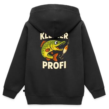 Kleiner Profi Lustiges Angler Outfit - Kinder Premium Organic Zip Hoodie - Schwarz - Hinten - AI Model Kid Male (0cm)