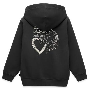 Mon cœur bat au rythme des sabots - Sweat Premium à capuche zippé enfant bio - noir - Dos - AI Model Kid Male (0cm)