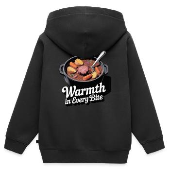 Warmth in Every Bite Design - Kids Premium Organic Zip-up Hoodie - black - Back - AI Model Kid Male (0cm)