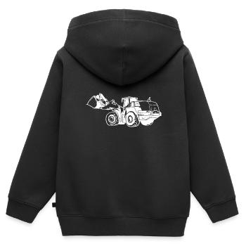 Machine de chargement silhouette sur pneus carrière - Sweat Premium à capuche zippé enfant bio - noir - Dos - AI Model Kid Male (0cm)