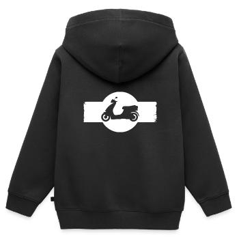 Mobylette - Scooter - Sweat Premium à capuche zippé enfant bio - noir - Dos - AI Model Kid Male (0cm)