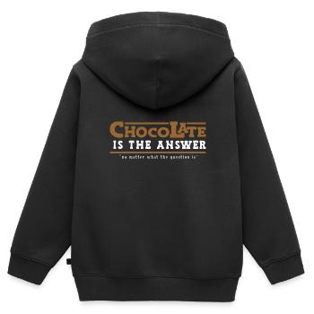 Schokolade ist die Antwort - Kinder Premium Organic Zip Hoodie - Schwarz - Hinten - AI Model Kid Male (0cm)